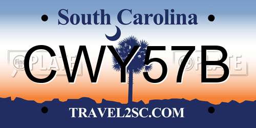 CWY57B South Carolina License Plate