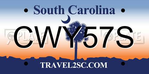 CWY57S South Carolina License Plate