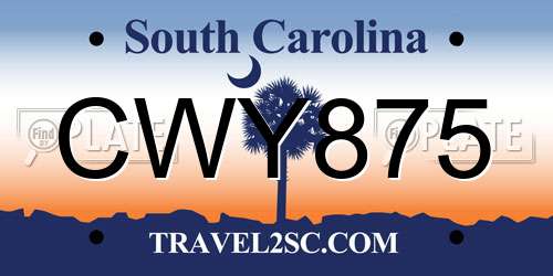 CWY875 South Carolina License Plate
