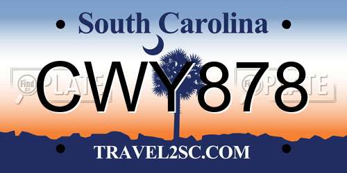 CWY878 South Carolina License Plate