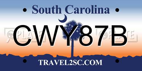 CWY87B South Carolina License Plate