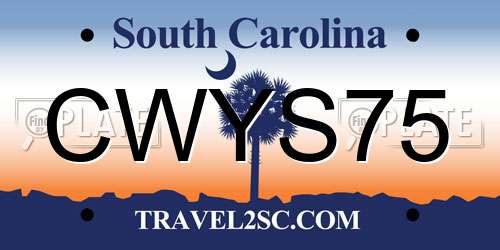 CWYS75 South Carolina License Plate