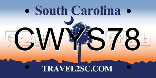CWYS78 South Carolina License Plate