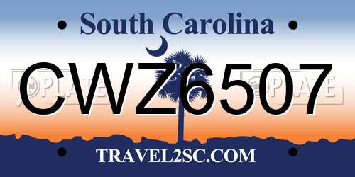 CWZ6507 South Carolina License Plate