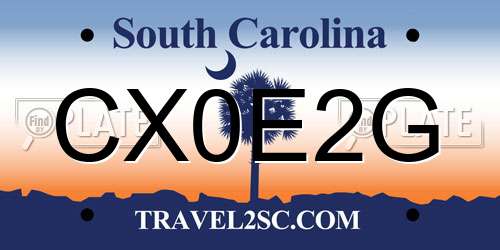 CX0E2G South Carolina License Plate