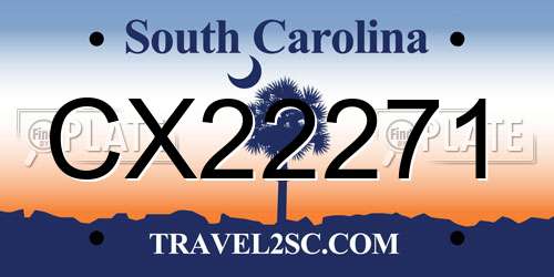 CX22271 South Carolina License Plate