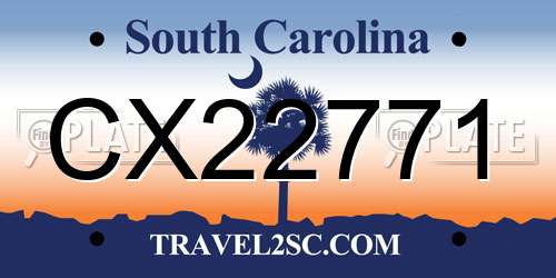 CX22771 South Carolina License Plate