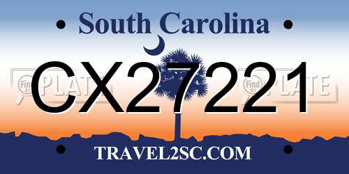 CX27221 South Carolina License Plate