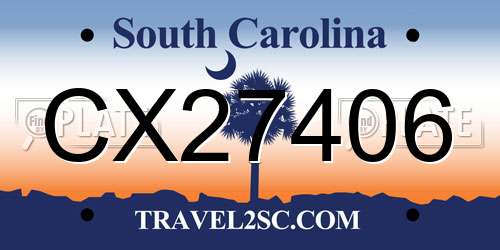 CX27406 South Carolina License Plate