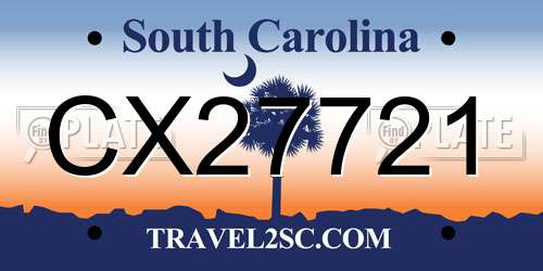 CX27721 South Carolina License Plate