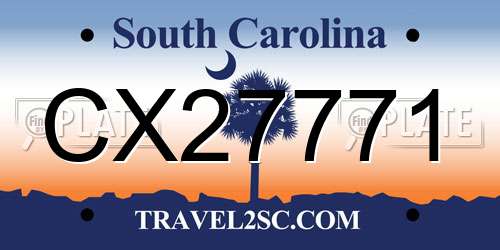 CX27771 South Carolina License Plate
