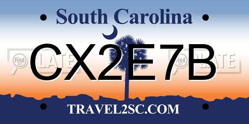 CX2E7B South Carolina License Plate
