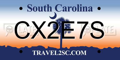 CX2E7S South Carolina License Plate