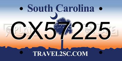 CX57225 South Carolina License Plate