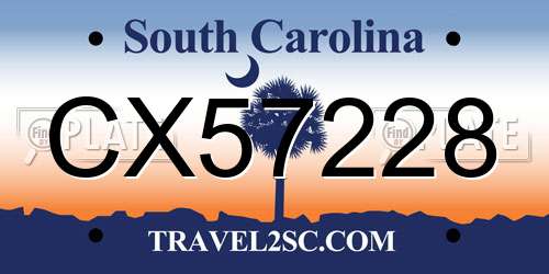 CX57228 South Carolina License Plate