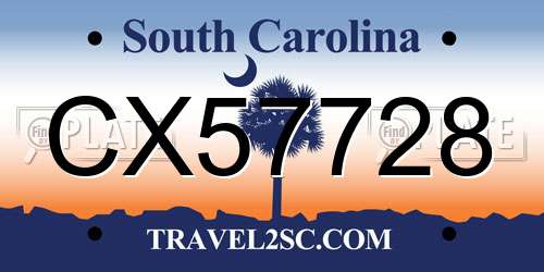 CX57728 South Carolina License Plate
