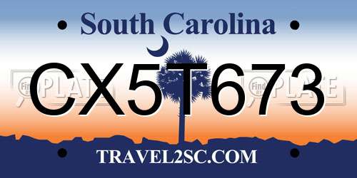 CX5T673 South Carolina License Plate