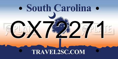 CX72271 South Carolina License Plate