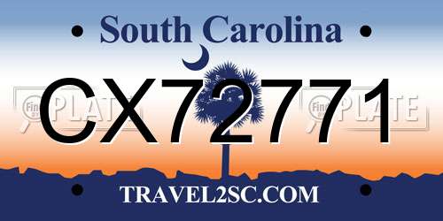 CX72771 South Carolina License Plate