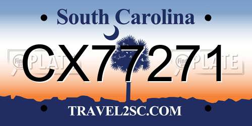 CX77271 South Carolina License Plate