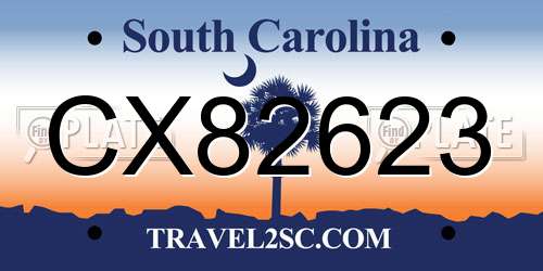 CX82623 South Carolina License Plate