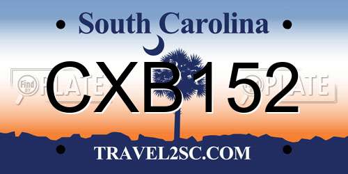 CXB152 South Carolina License Plate