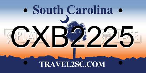 CXB2225 South Carolina License Plate