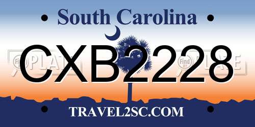CXB2228 South Carolina License Plate