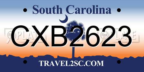 CXB2623 South Carolina License Plate