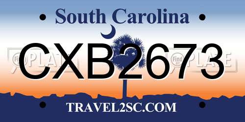 CXB2673 South Carolina License Plate
