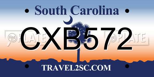 CXB572 South Carolina License Plate