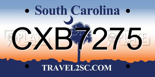 CXB7275 South Carolina License Plate