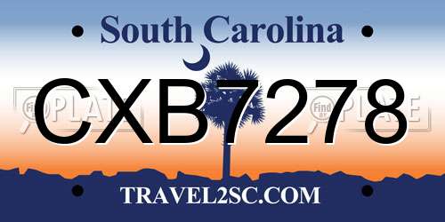 CXB7278 South Carolina License Plate