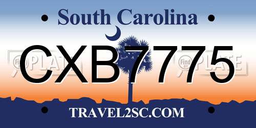 CXB7775 South Carolina License Plate