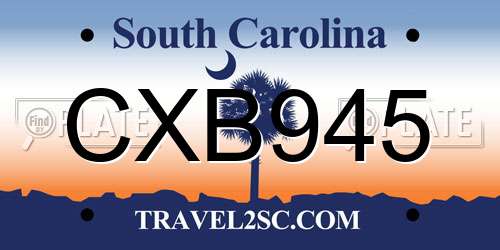 CXB945 South Carolina License Plate