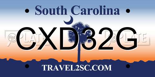 CXD32G South Carolina License Plate
