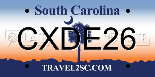 CXDE26 South Carolina License Plate