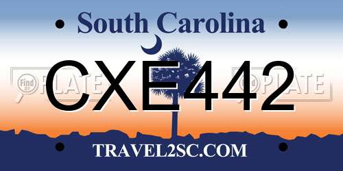 CXE442 South Carolina License Plate