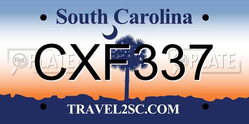 CXF337 South Carolina License Plate