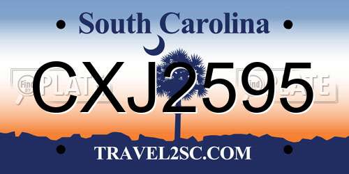 CXJ2595 South Carolina License Plate