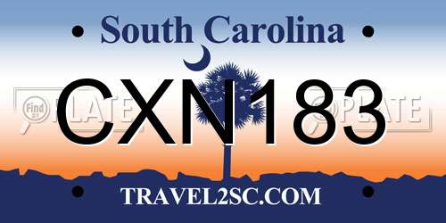 CXN183 South Carolina License Plate