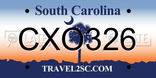 CXO326 South Carolina License Plate