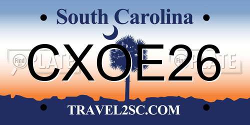 CXOE26 South Carolina License Plate