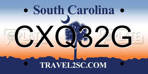 CXQ32G South Carolina License Plate