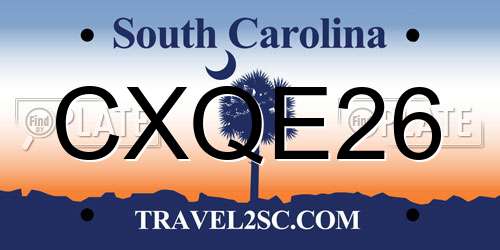CXQE26 South Carolina License Plate