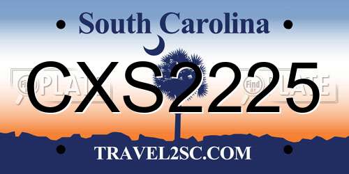 CXS2225 South Carolina License Plate