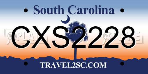 CXS2228 South Carolina License Plate