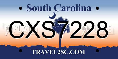 CXS7228 South Carolina License Plate