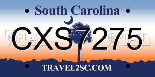 CXS7275 South Carolina License Plate
