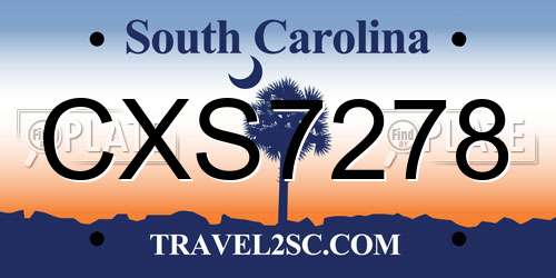 CXS7278 South Carolina License Plate